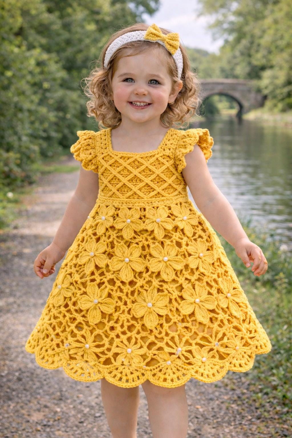 crochet puff flower dress Crochet Puff Flower Dress