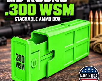 300 WSM Ammo Box – 20 Round Stackable Storage Case, Sliding Drawer, Dual Latches