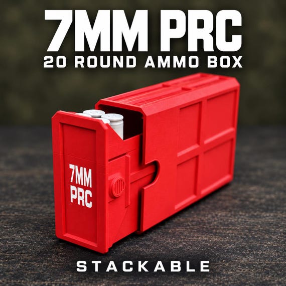 7mm PRC 20-Round Stackable Ammo Box, 3D Printed Hunting Organizer (Custom Color)