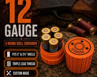 12 Gauge 5-Round Shotgun Shell Holder – Frag Pattern Ammo Storage Case