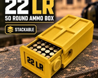 22LR Ammo Box – 50 Round Capacity – Compact Stackable Sliding Ammunition Storage Case