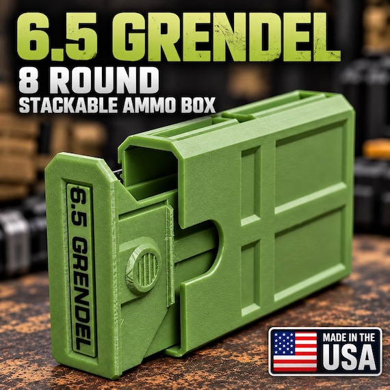 6.5 Grendel 8-Round Stackable Ammo Box – 3D Printed Range Storage Case