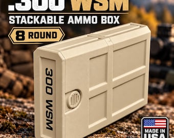 300 WSM Ammo Box – 8 Round Stackable Compact Pocket Storage Case, Sliding Drawer, Dual Latches