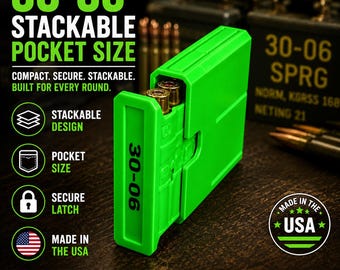 30-06 Springfield Ammo Box, Pocket 8 Round Storage Case, Stackable Sliding Organizer