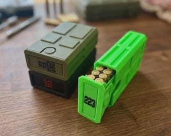 5.56 or .223 Ammo Box – 20 Round Stackable Ammunition Storage Case – Sliding Drawer with Dual Latches