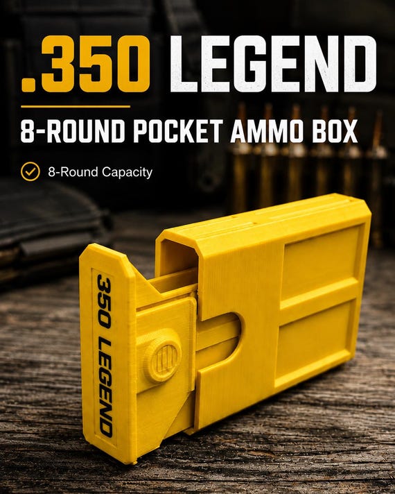 350 Legend 8 Round Pocket  Ammo Box, Stackable Sliding Case, Made in USA