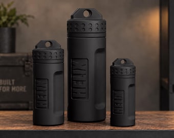 Rugged 3D Printed EDC Storage Container, Screw Lid Utility Capsule, Small Medium Large, Camping Emergency Gear Organizer