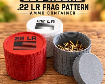 3D Printed 22 LR Ammo Cylinder – 325 Round Frag Storage Organizer, Screw-Top Range Box