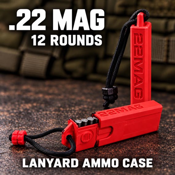 22 Magnum Ammo Box – 12 Round Slim Lanyard Storage Case