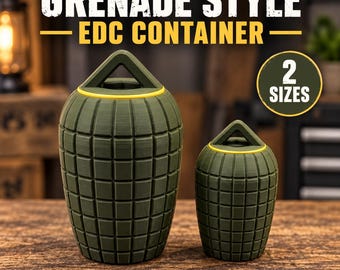 Rugged Grenade Style EDC Storage Container, Tactical Screw Top Capsule, Outdoor Gear Holder