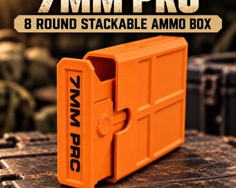 7mm PRC 8-Round Stackable Ammo Box, 3D Printed Hunting Organizer (Custom Color)