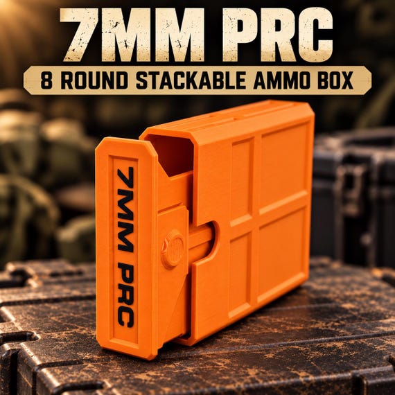7mm PRC 8-Round Stackable Ammo Box, 3D Printed Hunting Organizer (Custom Color)