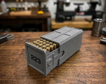 223 Ammo Box – 50 Round Stackable Ammunition Storage Case – Sliding Drawer with Dual Latches