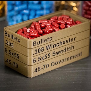Custom Rifle Bullet Reloading Tray – Ammo Loading Block. Multiple Calibers and Colors- Listing 2