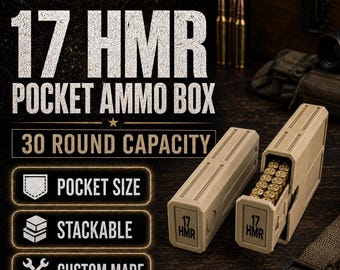17 HMR Pocket Ammo Box – 30 Round Stackable Storage Case with Sliding Drawer