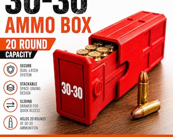 30-30 Winchester Ammo Box | 20 Round Stackable Storage Case | Dual-Latch Ammo Holder | Custom Color