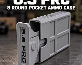 6.5 PRC Ammo Box – 8 Round Stackable Pocket Ammunition Storage Case, Sliding Lid, Multiple Colors