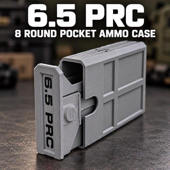 6.5 PRC Ammo Box – 8 Round Stackable Pocket Ammunition Storage Case, Sliding Lid, Multiple Colors