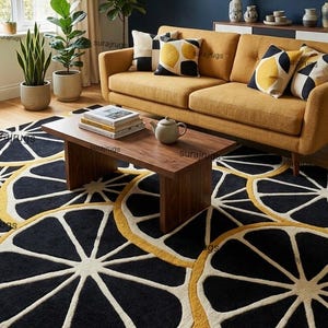 Dywan wełniany ręcznie tuftowany Yallo czarno-biały, designerski dywan do salonu