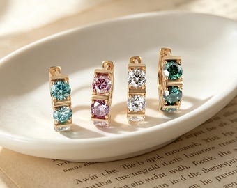 4mm 0.3ct Moissanite Stud Earrings 925 Sterling Silver – Pink White Cyan Green Color Choice – 1.8ct Dainty Jewelry for Women