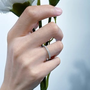 925 Sterling Silver White Moissanite Ring, Full Eternity Wedding Jewelry For Women
