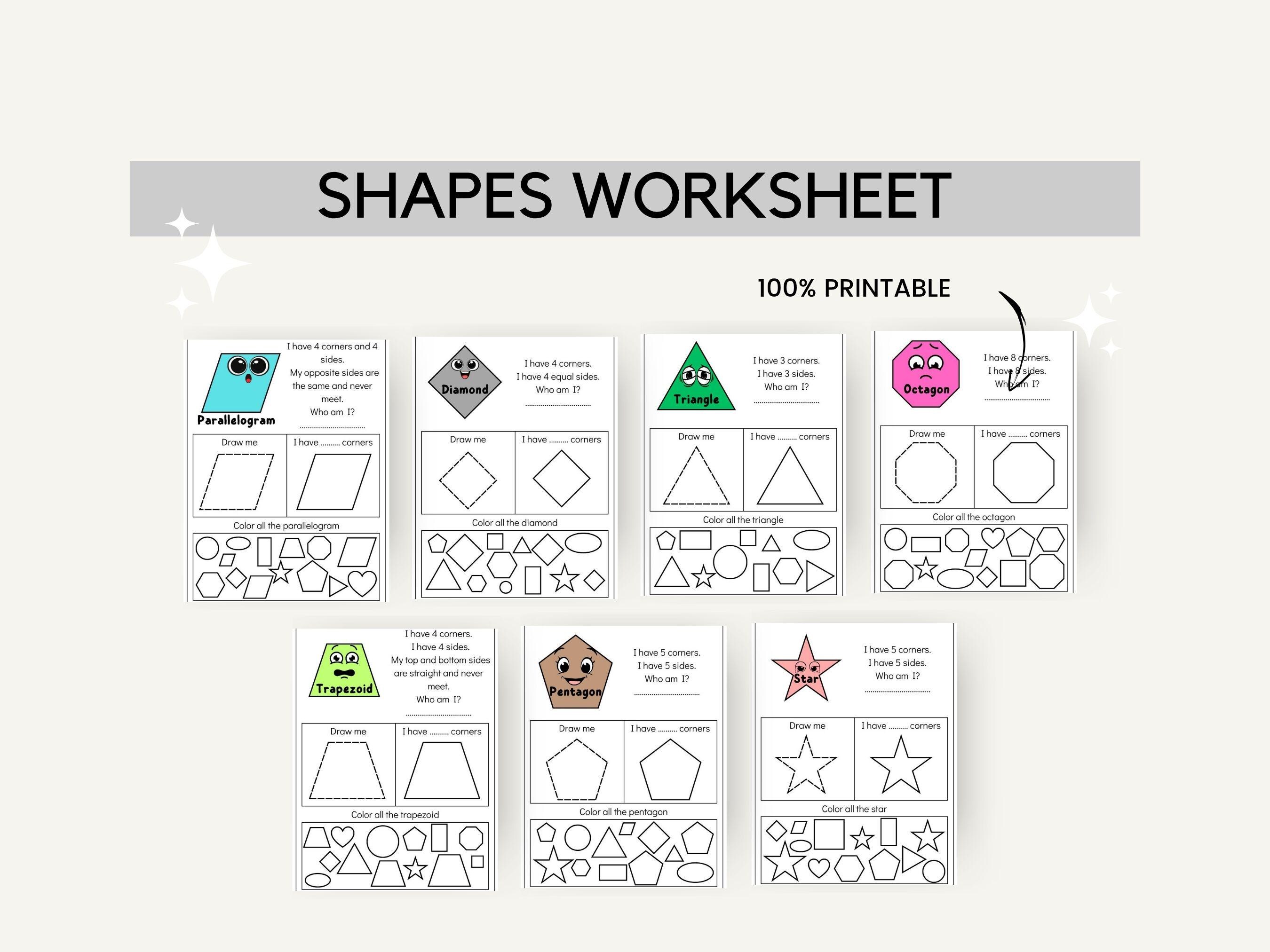 Shapes Worksheet for Kids | Printable Shapes Activity | Preschool ...