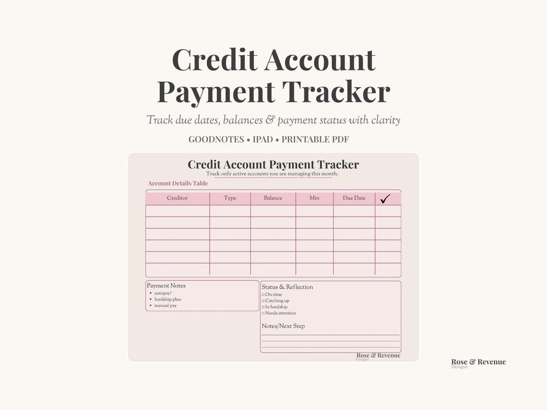 Photo inspiration: Visual Reference: Credit Account Payment Tracker Monthly Bill Due Date Planner