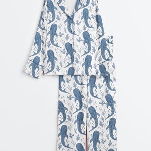 Dam Whale Shark Beachy Short, långärmad satinpyjamas bild 5