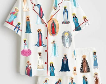 Vår Fru av Guadalupe-pyjamaset, katolska damsömnadskläder i satin