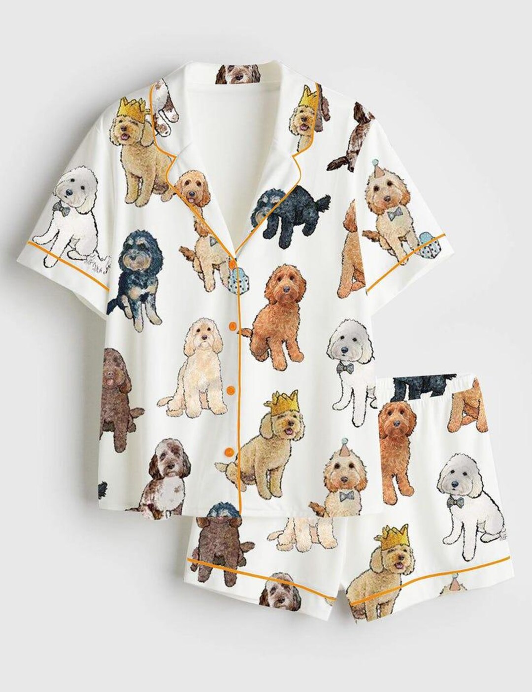 Cockapoo Dog Sleeve Satin Pajama Set, Women Cockapoo Xmas Sleepwear ...