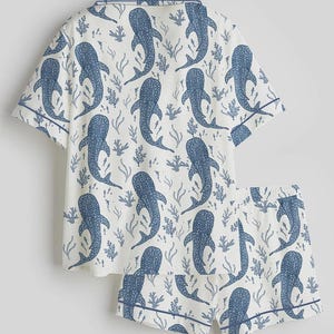 Dam Whale Shark Beachy Short, långärmad satinpyjamas bild 2