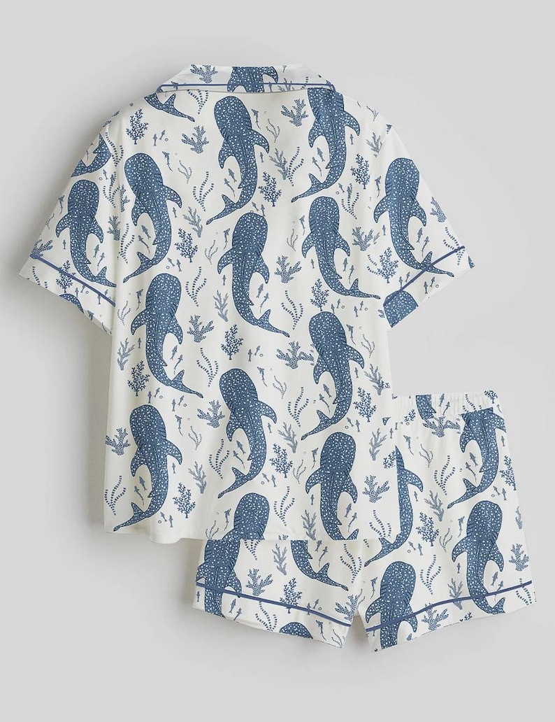 Dam Whale Shark Beachy Short, långärmad satinpyjamas bild 2