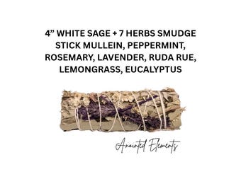 White Sage Smudge Stick + 7 Power Herbs
