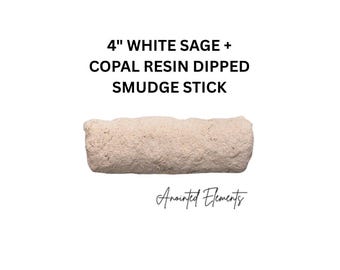4" White Sage Copal Resin Dipped Smudge Stick