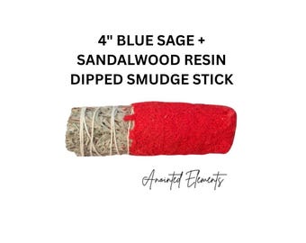 4" Blue Sage Sandalwood Resin Dipped Smudge Stick