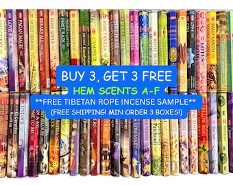 Buy 3, Get 3 FREE + Free Shipping! HEM Scents A-F | 20 Incense Stick Hex Box