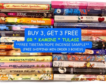 Buy 3, Get 3 FREE + Free Shipping! GR Kamini Tulasi - 20 Incense Stick Hex Box