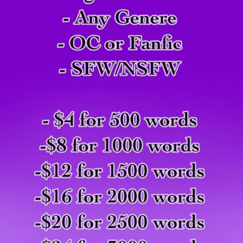 Writing Commissions Examples Writing Commissions - Etsy