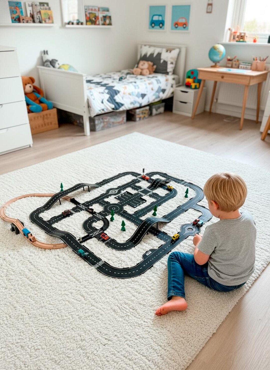 Modular Toy Set Modular Toy Road Set – Car Track Playset for Kids - Etsy