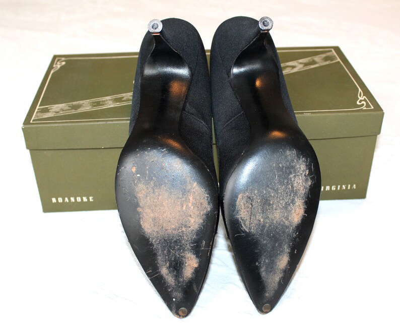 50s 60s Black Heels Pumps Faille Satin Stiletto Wedding Party | Etsy