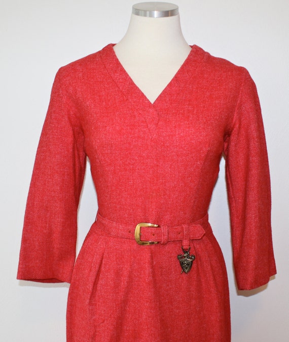 50s 60s Novelty Dress Christmas XS S 0 2 4 Red Woo