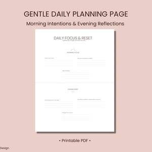Morning Intentions & Evening Reset Printable | Gentle Daily Reset Planner PDF | Wellness Planning Page