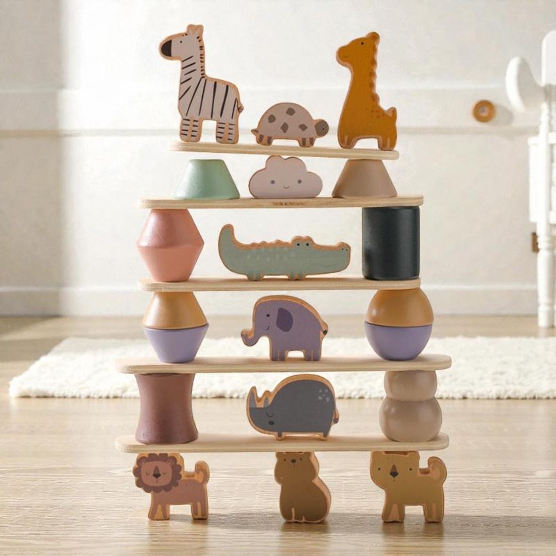 Wooden Balance Stacking Toy | Animal Building Game for Kids Early ...