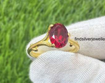 Rubin Ring, Solitärring, 925 Sterlingsilber, Juli Geburtsstein, Brautjungfer Ring, Ehering, Zweck Ring, Verlobungsring, Ehering