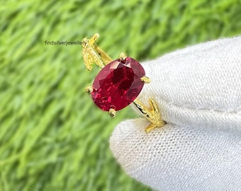 Rubin Ring, Solitärring, Brautjungfer Ring, atemberaubender Ring, Juli Geburtsstein, Rubin Schmuck, Ring, Statement Ring, Verlobungsgeschenk Ring