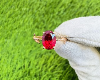 Ruby Ring, July Birthstone, 925 Sterling Silver, Simple Ring, High Finishing Ring, Promise Ring Anniversary Ring, Promise Ring, Prong Ring