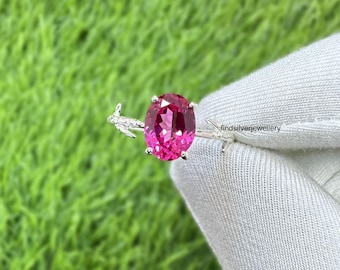 Sapphire Ring, 925 Sterling Silver, Pink Sapphire Jewelry, Solitaire Ring, September Birthstone, Birthstone Ring, Prong Ring, Statement Ring
