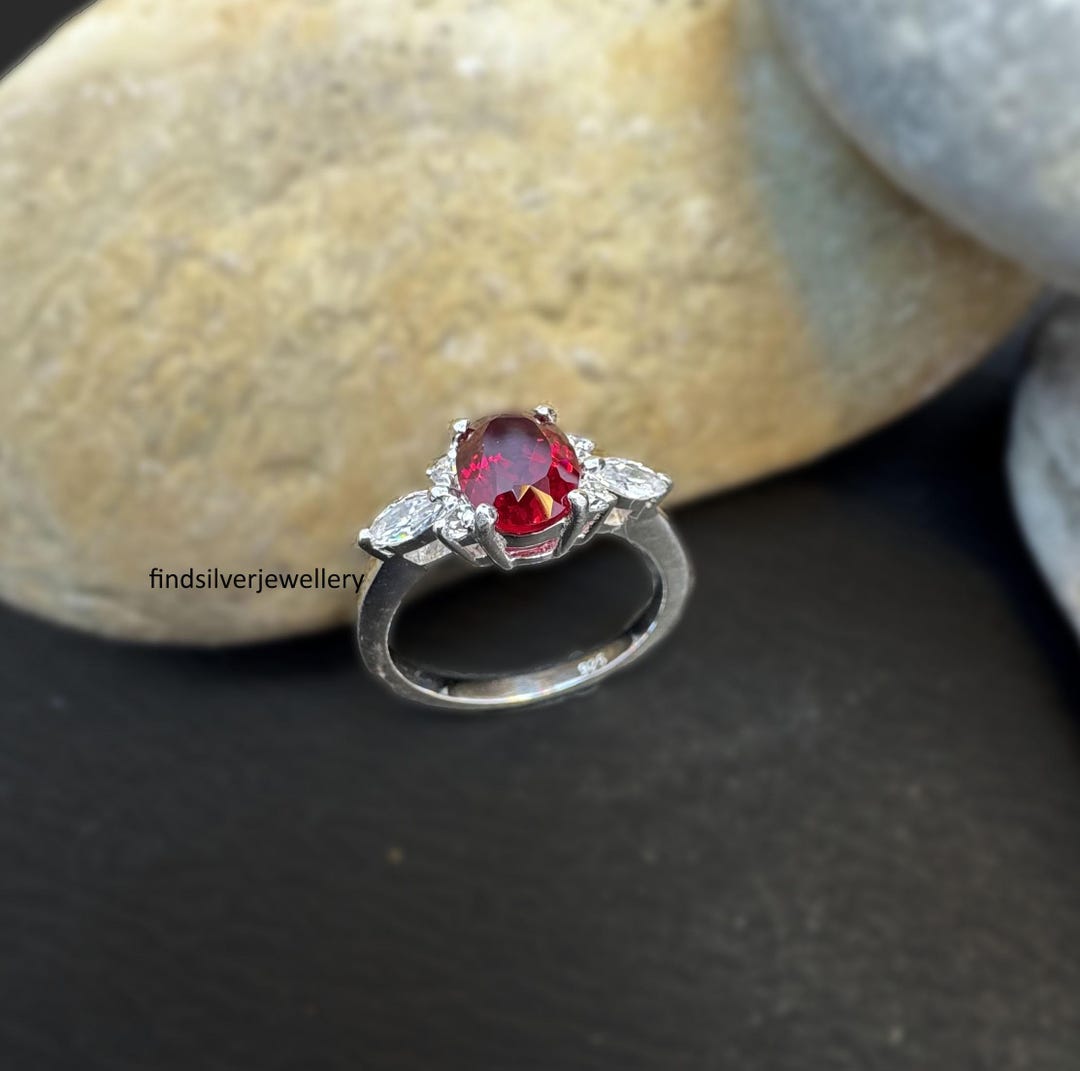 Lab Ruby Geode Lab Ruby Ring, 925 Sterling Silver, Cubic Zirconia, Handmade - Etsy
