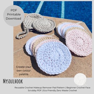 Beginner Crochet Makeup Remover Pad Pattern | Bamboo Cotton Scrubber (PDF) Eco Friendly Reusable Scrubbie