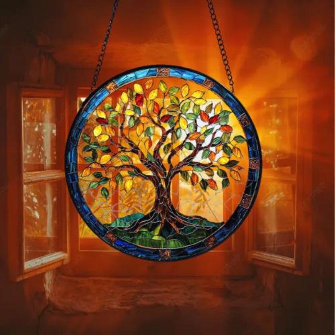 Stained Glass Tree of Life Suncatcher: Handmade Window Hanging Decor - Etsy